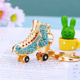 Rhinestone Roller Skates Shoes Key Chain Holder Purse Bag Pendant