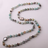 Amazonite Stone Necklace with Pearl Charm