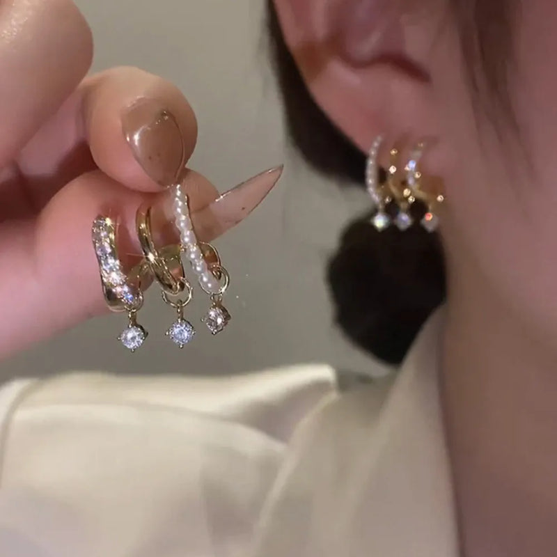 Zircon Multi-layer Vertical Bar Geometric Earrings Party Jewelry