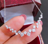 Korea Simulated Diamond Charm Women 925 Silver Necklace Love Birthday