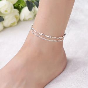 Korea Style Wave Anklet Bracelet Silver Chain Ankle Bracelet SB157