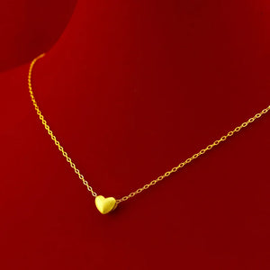 14K Matte Love Heart Pendant Necklace for Women
