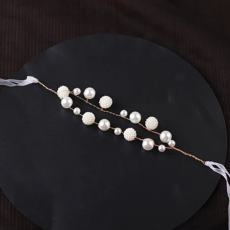 Bridal Bridesmaid Pearl Hand Flower Bracelet Wedding Gift