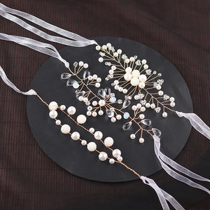 Bridal Bridesmaid Pearl Hand Flower Bracelet Wedding Gift