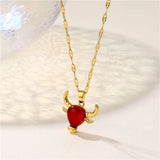 Crystal Bull Head Necklace Titanium Steel Pendant Chain