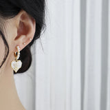 Flower Love Heart Pearl Earrings for Women