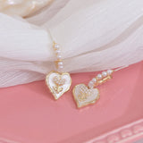 Flower Love Heart Pearl Earrings for Women