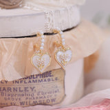 Flower Love Heart Pearl Earrings for Women