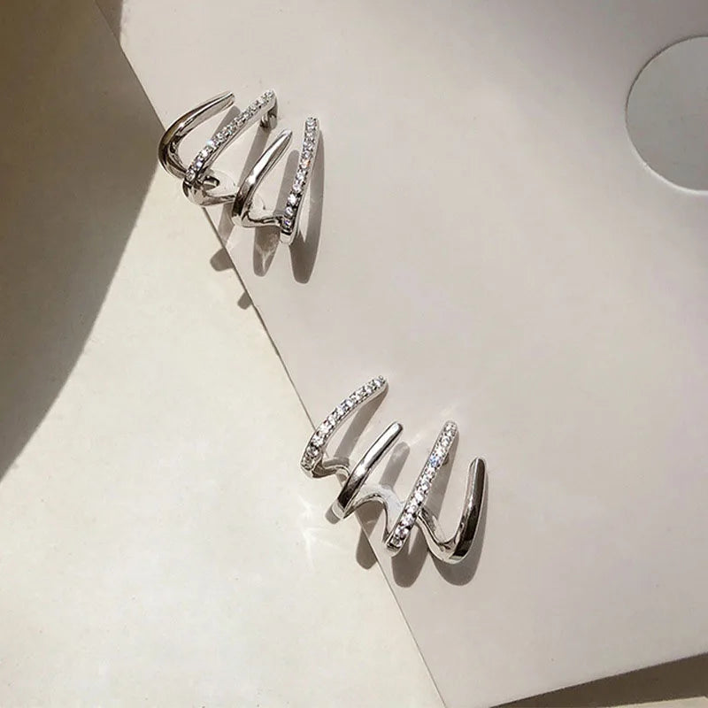 Silver Ear Cuff Earrings for Women Minimalist Jewelry Gift