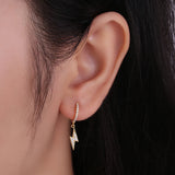 925 Silver Zircon Lightning Hoop Earrings Punk Rock Jewelry