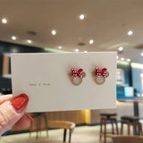 Zircon Bowknot Mickey Head Earrings Women Creative Gift