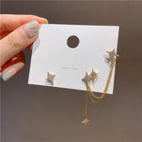 Octagonal Star Tassel Earring for Women Crystal Earings