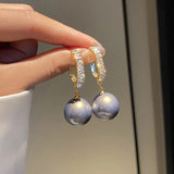Golden Pearl Drop Earrings Bohemian Wedding Jewelry Gift