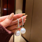 Golden Pearl Drop Earrings Bohemian Wedding Jewelry Gift