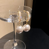 Golden Pearl Drop Earrings Bohemian Wedding Jewelry Gift