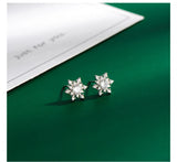 925 Silver Snowflake Stud Earrings Zircon Party Jewelry
