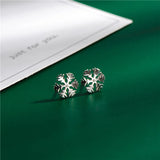 925 Silver Snowflake Stud Earrings Zircon Party Jewelry
