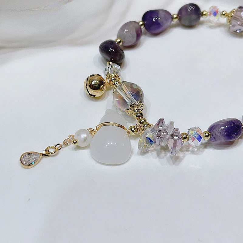 Women's Crystal Gourd Tassel Bracelet - Natural & Elegant Hand Jewelry Gift