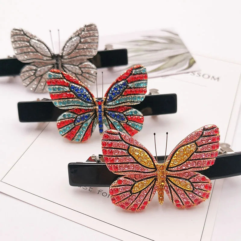 Colorful Butterfly Crystal Hairpin Girls Hair Accessories Clips