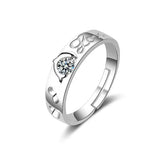 Dolphin Zircon Couple Open Ring