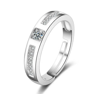 Zircon Couple Open Ring - Elegant and Stylish Design
