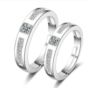 Zircon Couple Open Ring - Elegant and Stylish Design