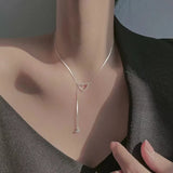 Kpop 925 Sterling Silver Peach Heart Necklace for Women