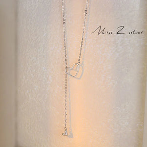 Kpop 925 Sterling Silver Peach Heart Necklace for Women