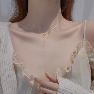 Kpop 925 Sterling Silver Peach Heart Necklace for Women