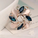 Opal Bauhinia Crystal Brooch Pin Women's Scarf Buckle