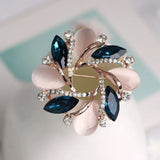 Opal Bauhinia Crystal Brooch Pin Women's Scarf Buckle