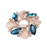 Opal Bauhinia Crystal Brooch Pin Women's Scarf Buckle