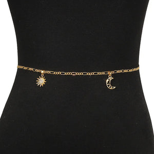 Alloy Multilayer Thin Body Chain Crystal Waist Chain