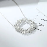 925 Silver Osmanthus Pendant Necklace with Zircon Clavicle Chain