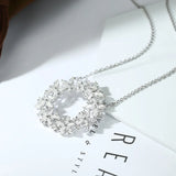 925 Silver Osmanthus Pendant Necklace with Zircon Clavicle Chain