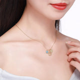 925 Silver Necklace Life Tree Pendant Round Crystals Women Jewelry