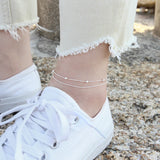 Silver 925 Anklets for Women with Top Ball Girl Bracelet on Leg