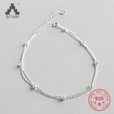 Silver 925 Anklets for Women Top Ball Girl Bracelet on Leg