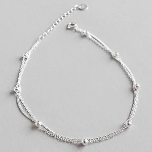 Silver 925 Anklets for Women with Top Ball Girl Bracelet on Leg