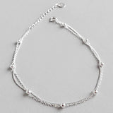 Silver 925 Anklets for Women with Top Ball Girl Bracelet on Leg