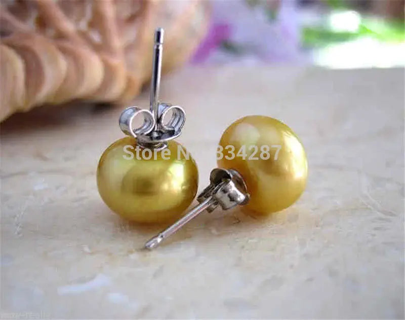 Yellow Freshwater Pearl Silver Stud Earring