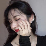 Lady's Pentagram Star Ear Sweep Wrap Cuff Earrings Bridal Jewelry