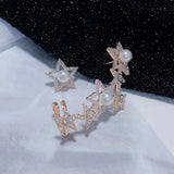 Lady's Pentagram Star Ear Sweep Wrap Cuff Earrings Bridal Jewelry