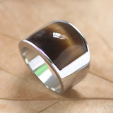 Cat Eye Stone Titanium Stainless Steel Rings Wedding Bands