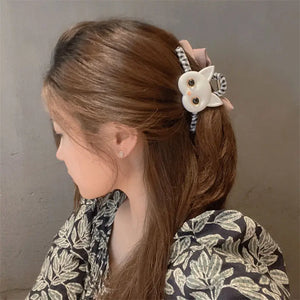 Cartoon Ponytail Clip Cat Scratch Clip Fabric Hair Accessories for Women