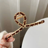 Large Shark Grab Clip Retro Leather Hairpin For Women