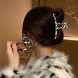 Large Shark Grab Clip Retro Leather Hairpin For Women