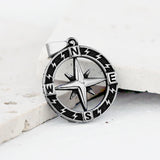 Sailing Compass Pendant Necklace, Stainless Steel Chain, Retro Style