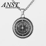 Sailing Travel Compass Pendant Layered Necklace for Men