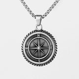 Sailing Travel Compass Pendant Layered Necklace for Men